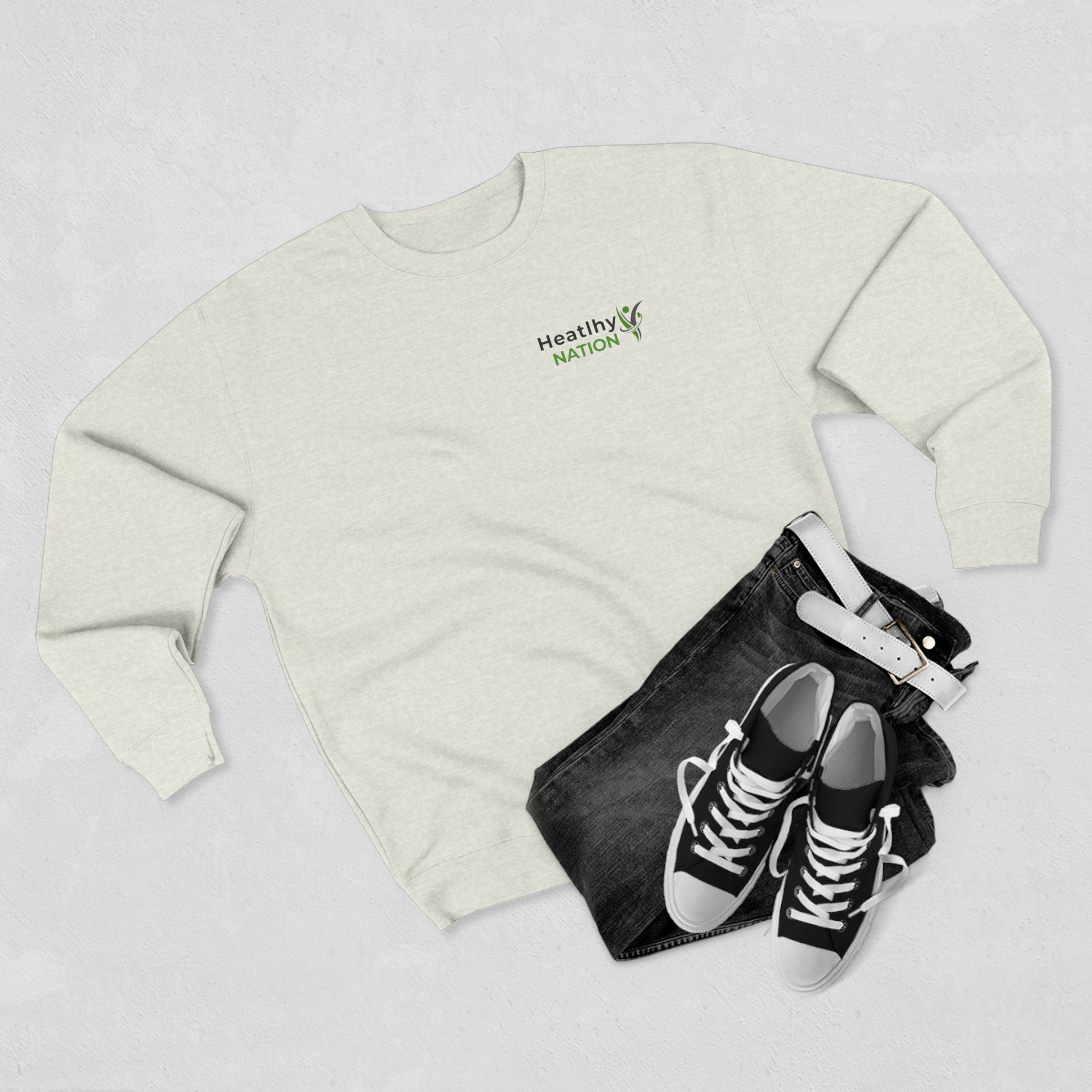 HeatlhyNation logo crewneck sweatshirt | minimalist text sweatshirt - Image 7