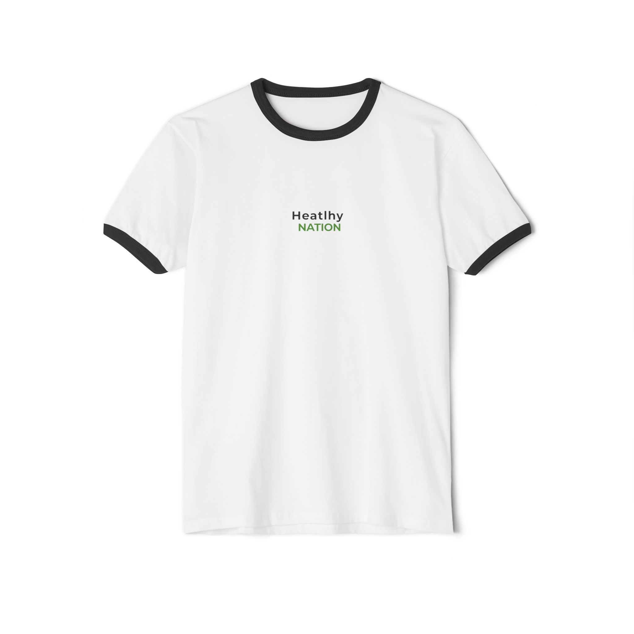 HeatlhyNation Ringer T-Shirt — Vintage Cream Tee with Leaf H Logo - Image 16