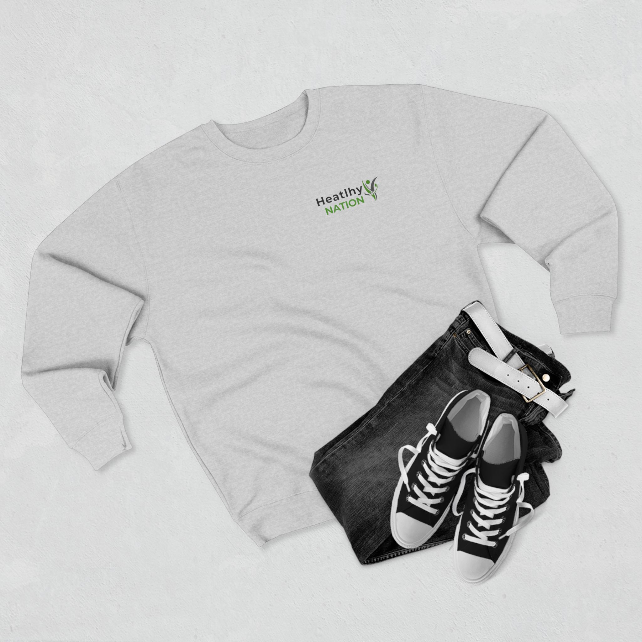 HeatlhyNation logo crewneck sweatshirt | minimalist text sweatshirt - Image 3