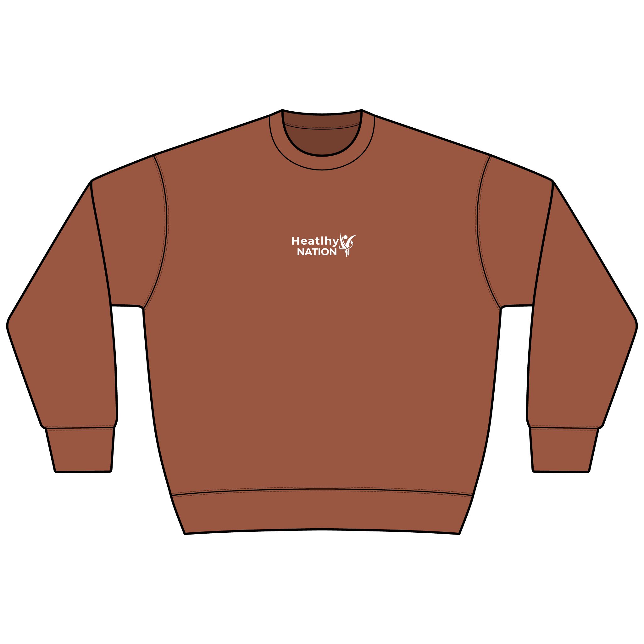 HeatlhyNation Logo Sweatshirt — Cozy Brown Heavyweight Crewneck - Image 5