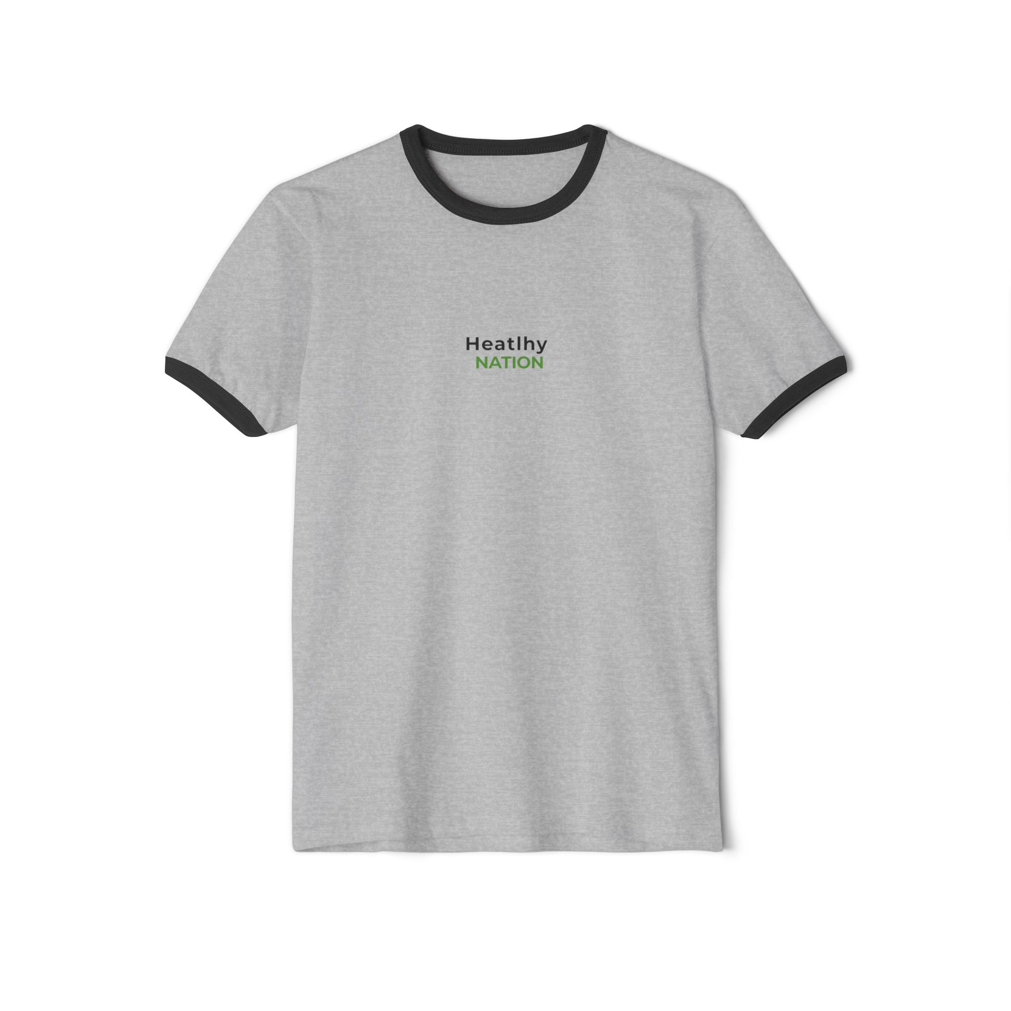 HeatlhyNation Ringer T-Shirt — Vintage Cream Tee with Leaf H Logo - Image 6
