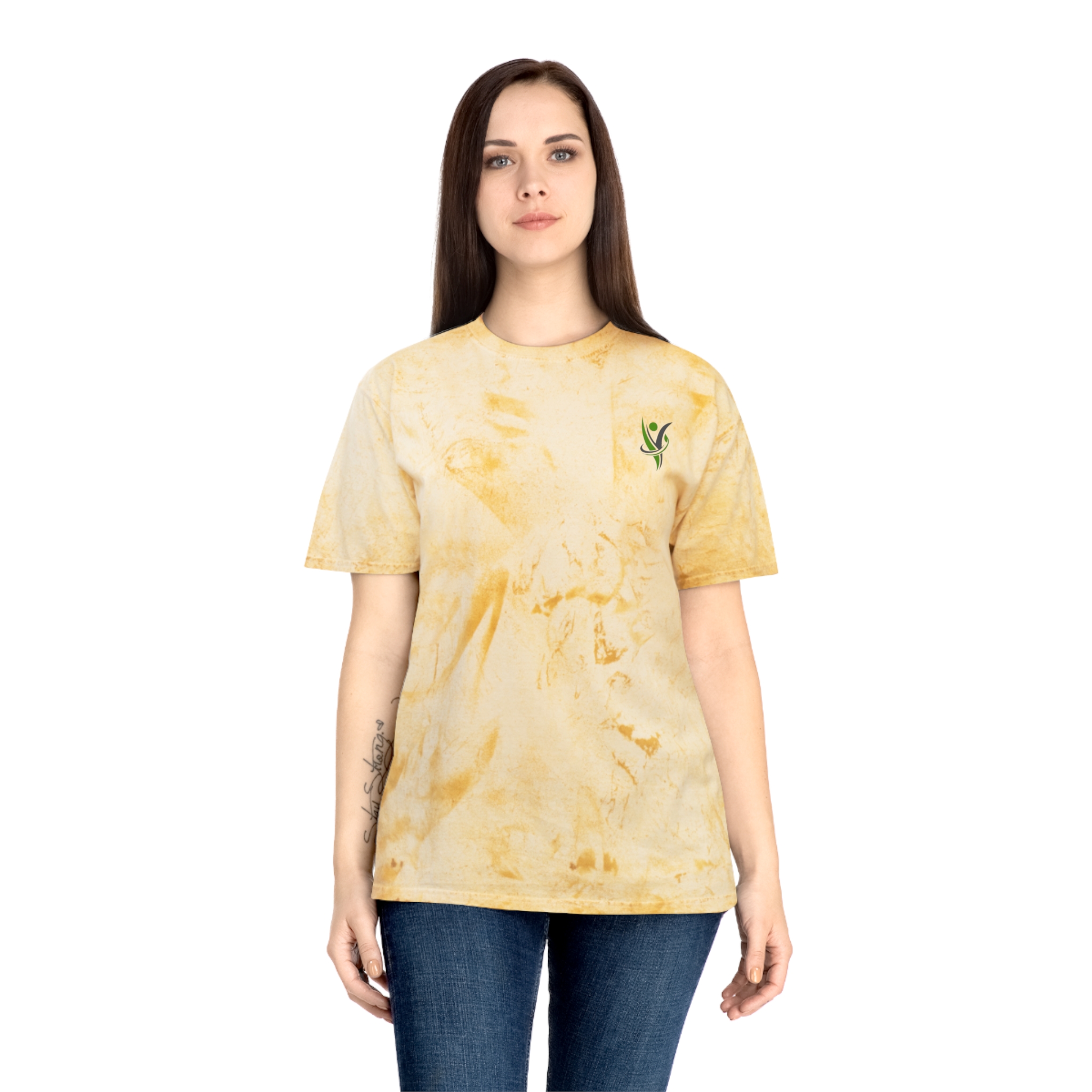 HeatlhyNation Logo Tie-Dye T-Shirt | Yellow Marble Tee - Image 4