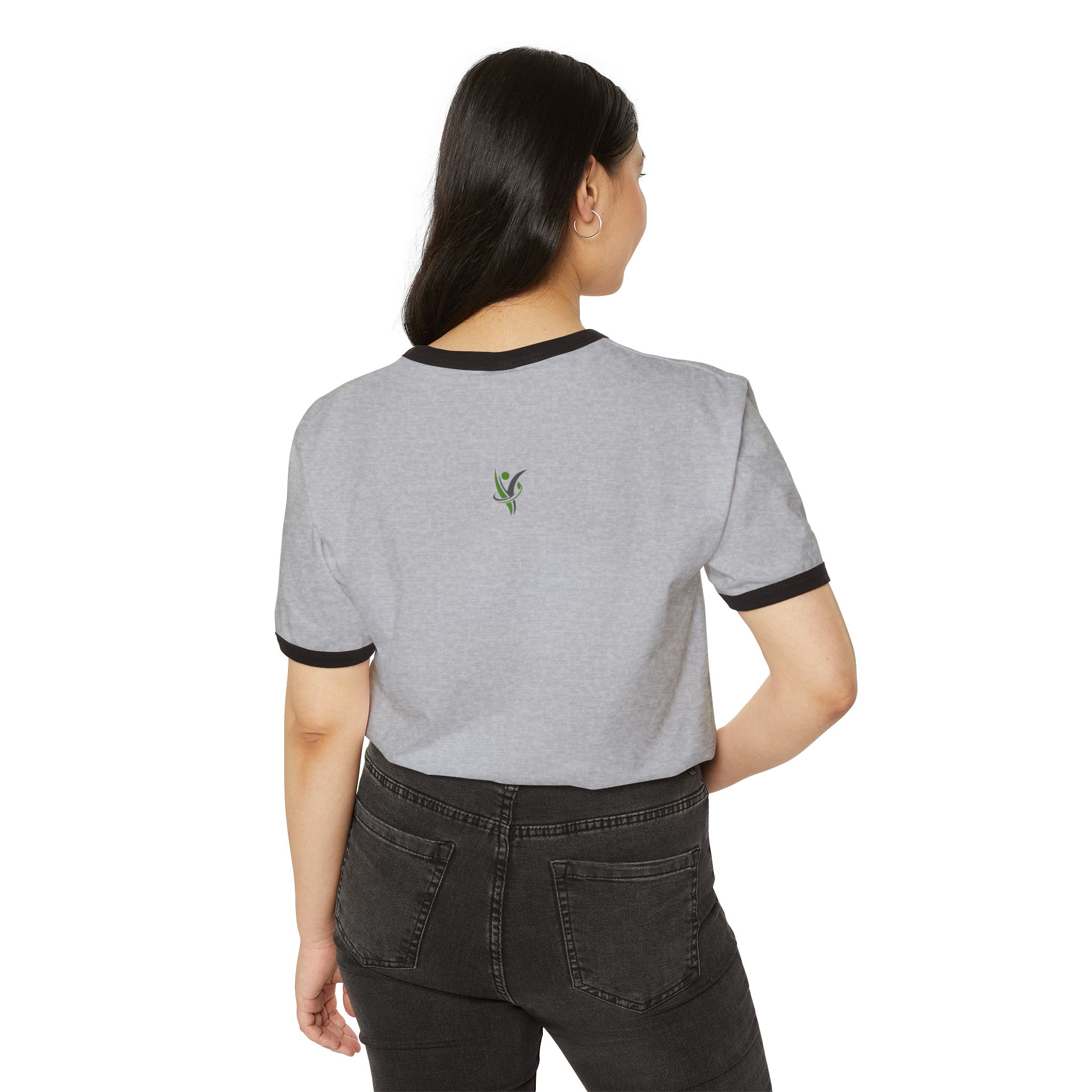 HeatlhyNation Ringer T-Shirt — Vintage Cream Tee with Leaf H Logo - Image 9