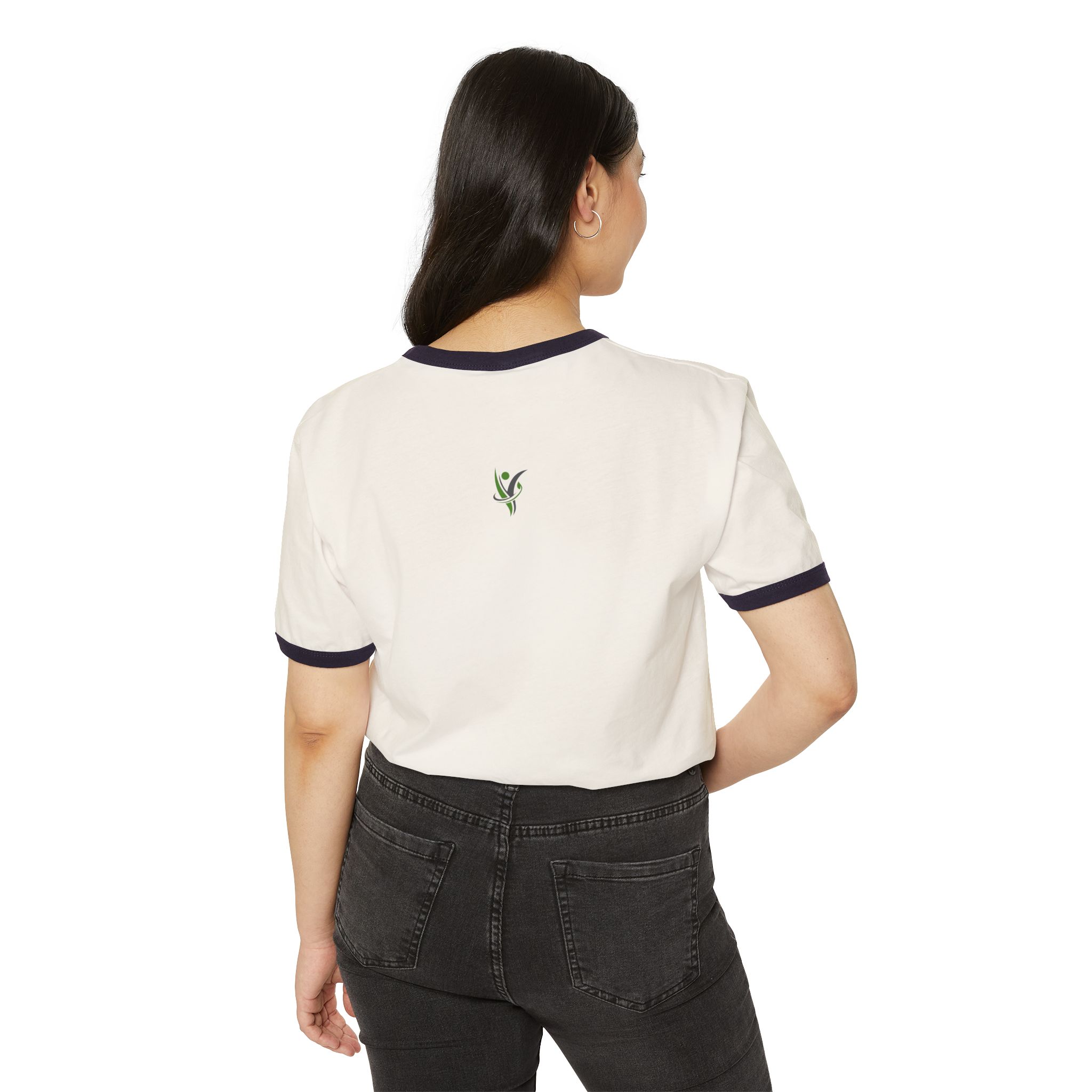 HeatlhyNation Ringer T-Shirt — Vintage Cream Tee with Leaf H Logo - Image 4