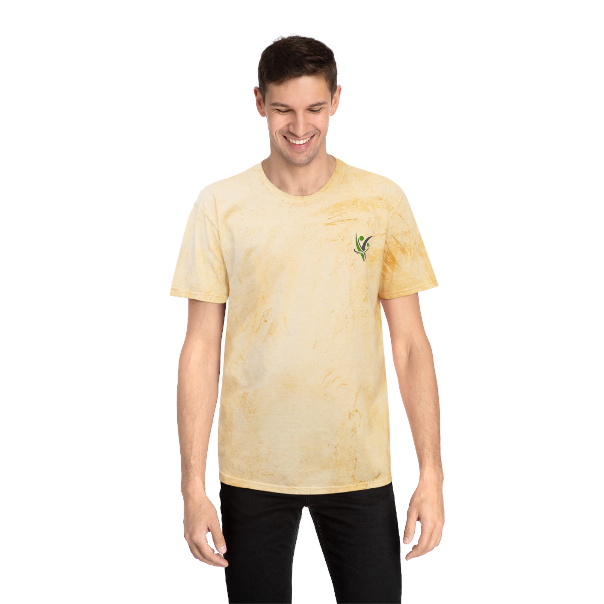 HeatlhyNation Logo Tie-Dye T-Shirt | Yellow Marble Tee - Image 3