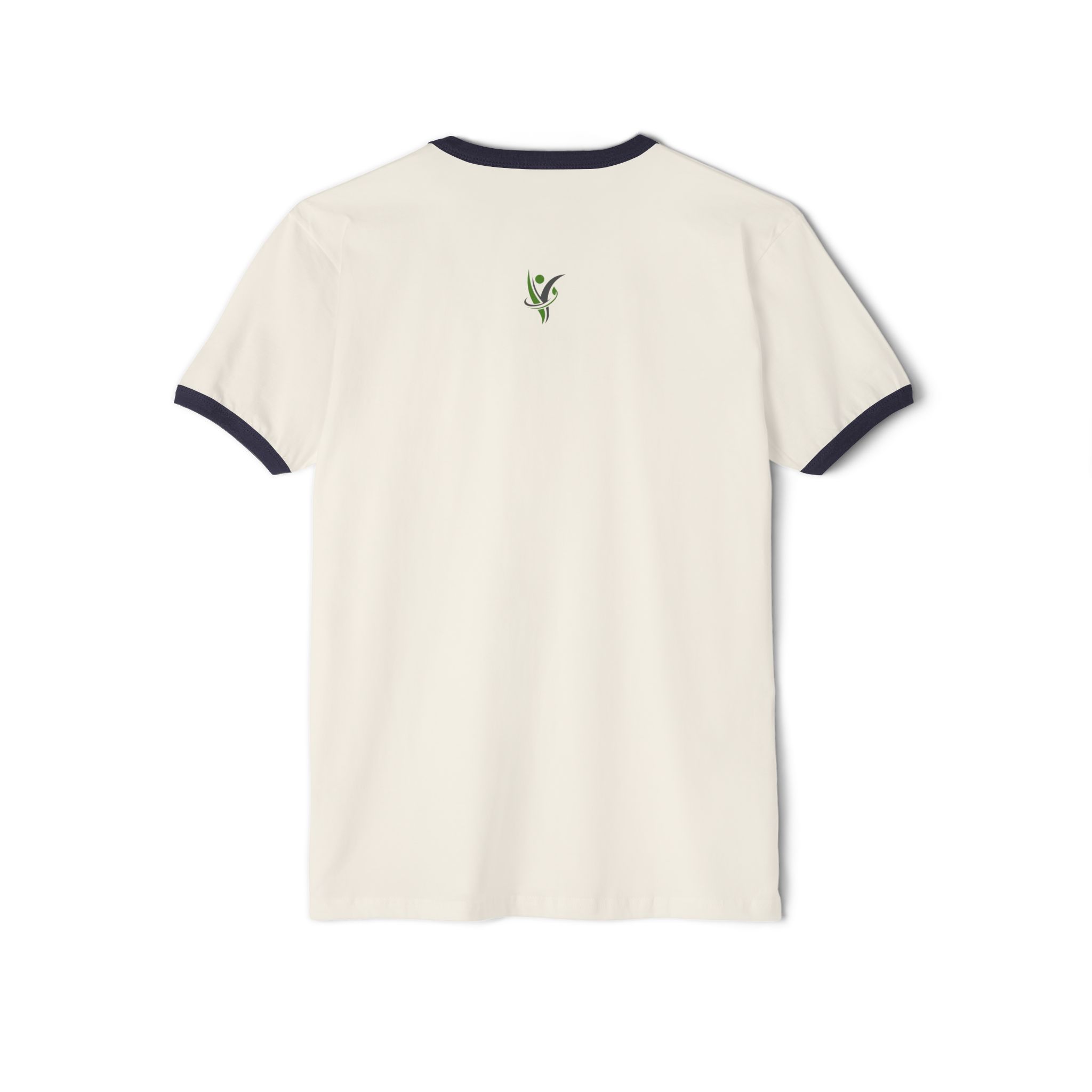 HeatlhyNation Ringer T-Shirt — Vintage Cream Tee with Leaf H Logo - Image 2