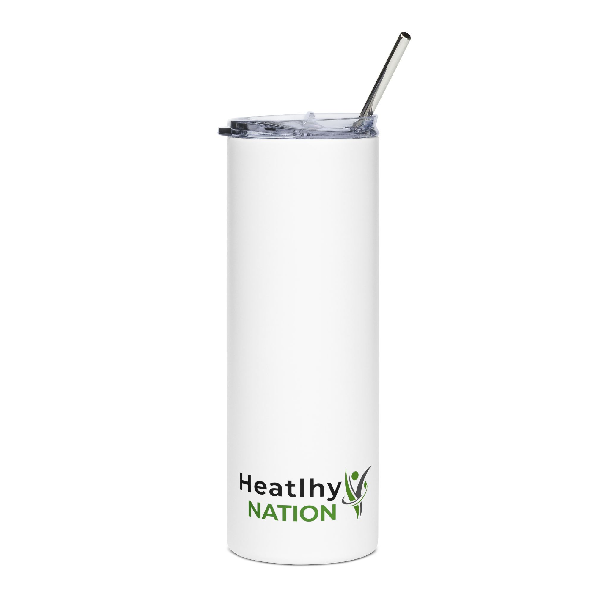 Heatlhy Nation 20oz Stainless Steel Tumbler — Insulated Travel Cup with Straw