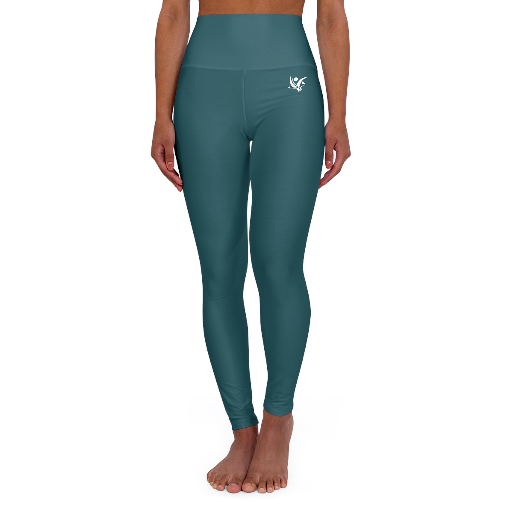 High-Waisted Yoga Leggings – Teal Seamless Performance Tights
