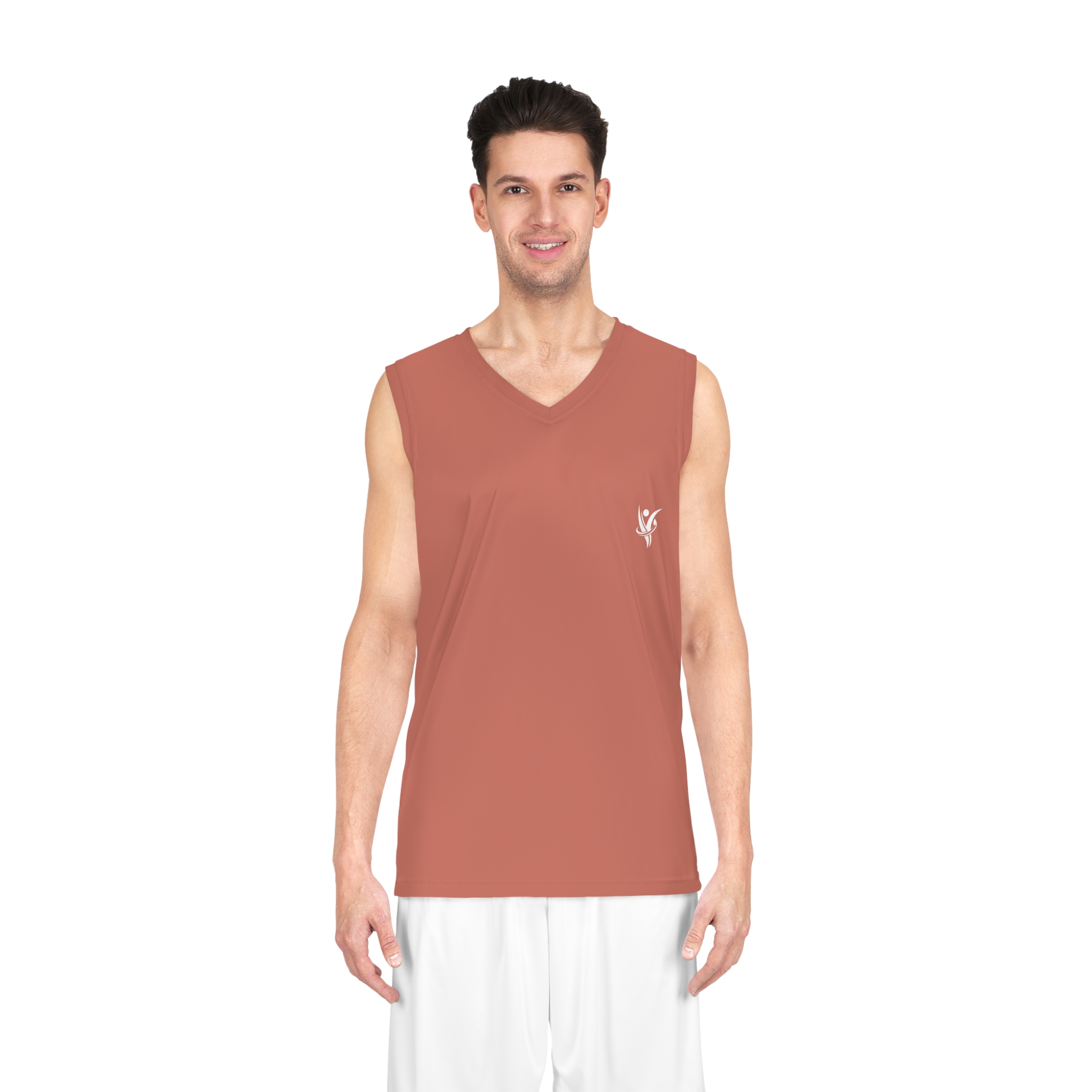 Heatlhy Nation Basketball Jersey — Clay Red Performance Athletic Tank Top