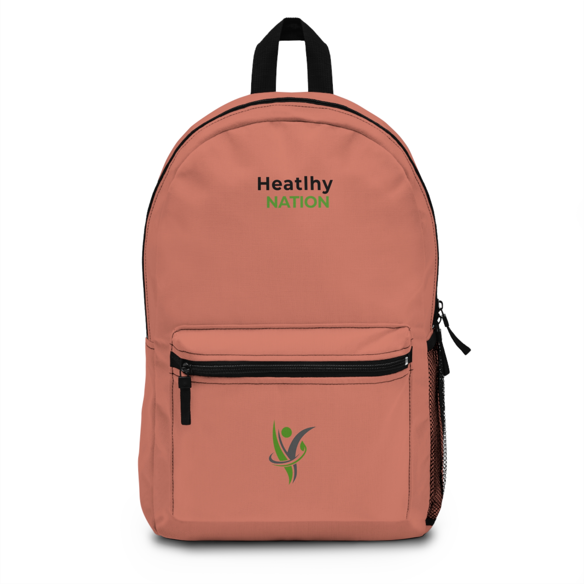 HeatlhyNation Logo Backpack — Lightweight White Everyday School & Gym Bag
