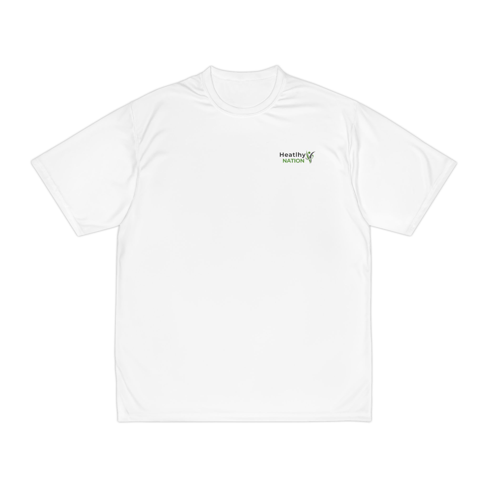 Men’s Performance T-Shirt — ‘Heatlhy Nation’ Small Chest Logo Athletic Tee