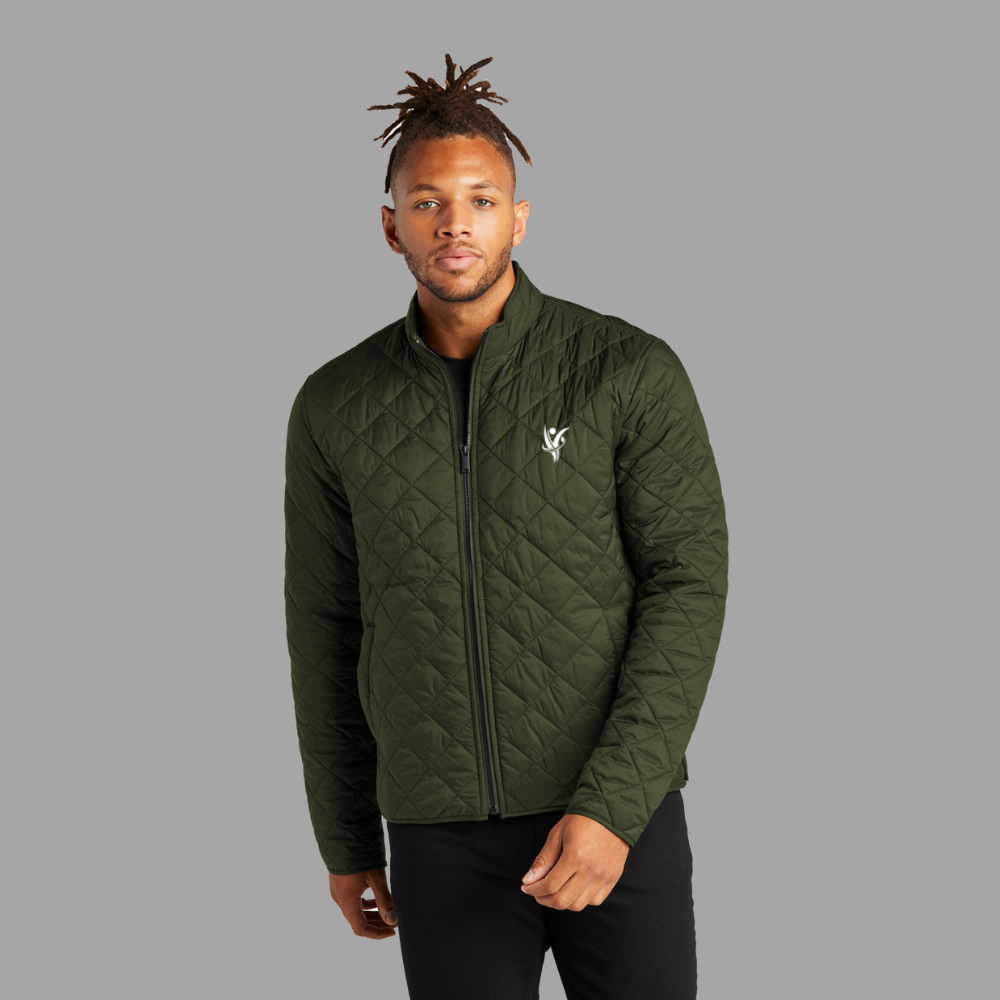 Quilted Full-Zip Jacket — Embroidered Minimalist Chest Logo