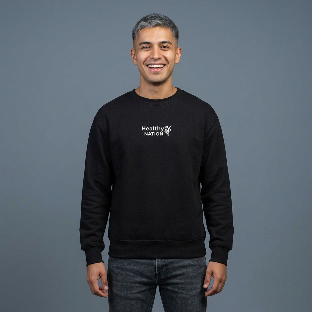 HeatlhyNation Logo Sweatshirt — Cozy Brown Heavyweight Crewneck
